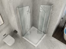 Prezzo Box doccia in cristallo 8 mm frameless due lati con due porte a libro soffietto Easyclean